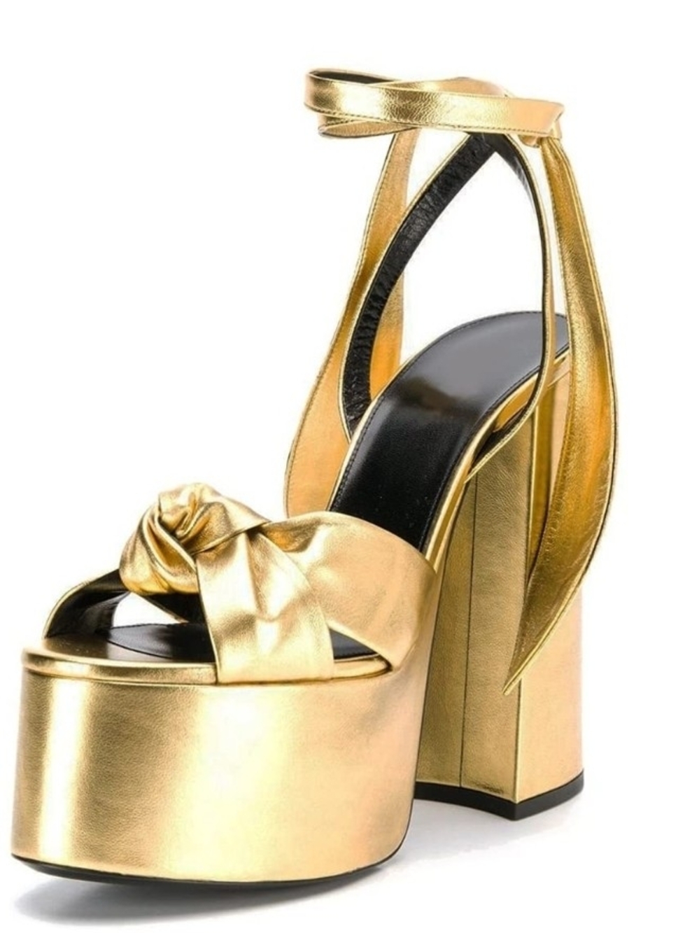 Metallic Gold Knot Platform Open Toe Sexy Metalic Gold Costume Chunky SS2